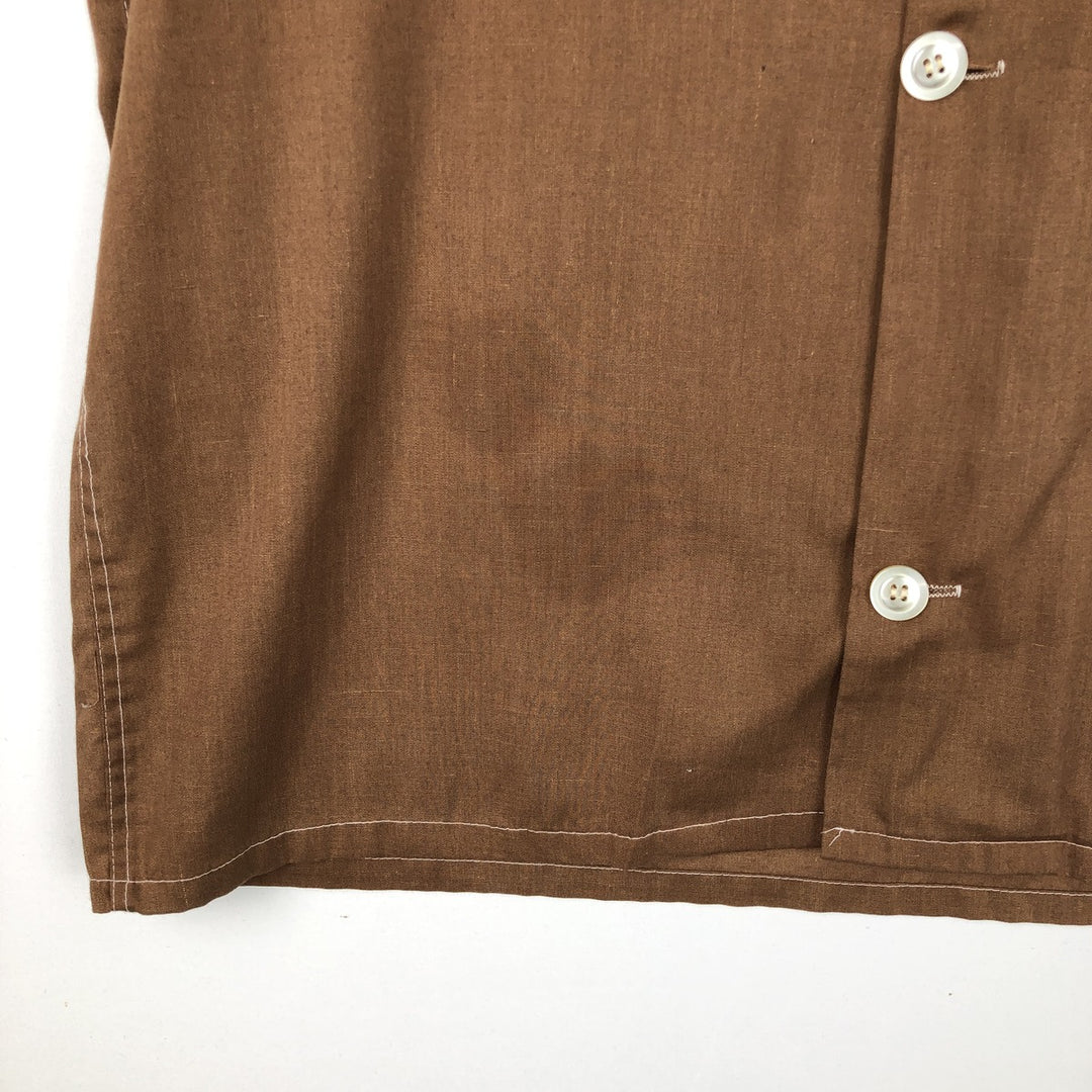 MOHAWK Short-Sleeve Open-Collar Cotton/Poly Shirt, Boxy Fit, Men's Size M polyester brown type Vintage Second Hand