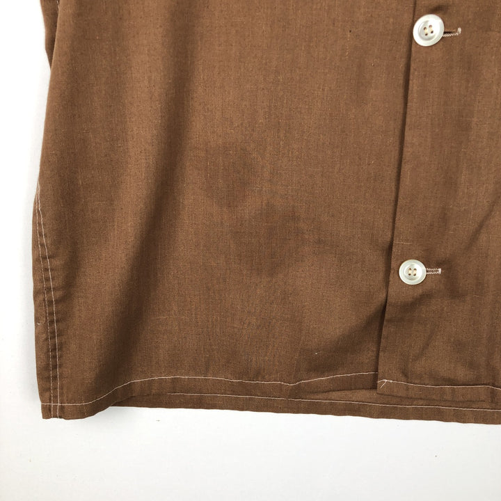 MOHAWK Short-Sleeve Open-Collar Cotton/Poly Shirt, Boxy Fit, Men's Size M polyester brown type Vintage Second Hand