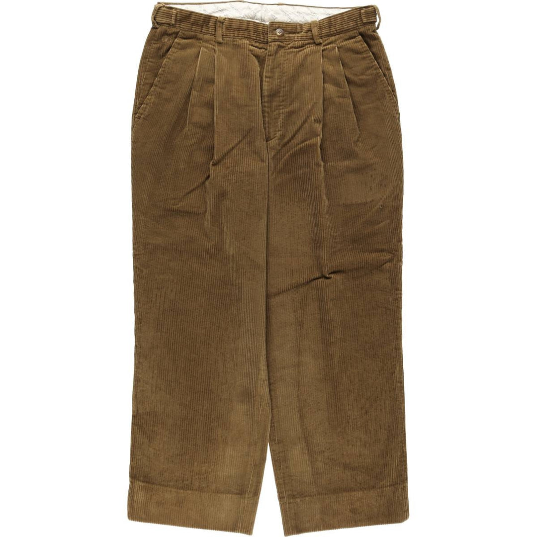 Valentino VALENTINO JEANS Two-pleat wide-wale corduroy pants, men's size W32 (approx.) cotton beige type brown Vintage Second Hand