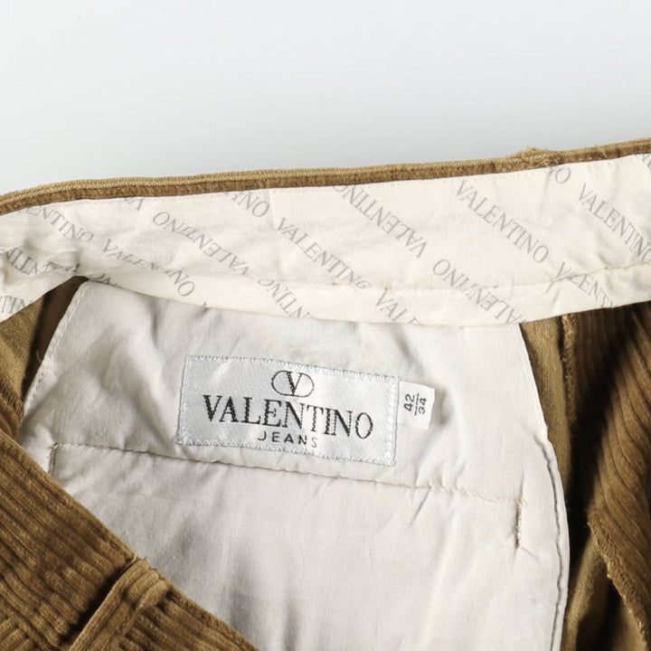 Valentino VALENTINO JEANS Two-pleat wide-wale corduroy pants, men's size W32 (approx.) cotton beige type brown Vintage Second Hand