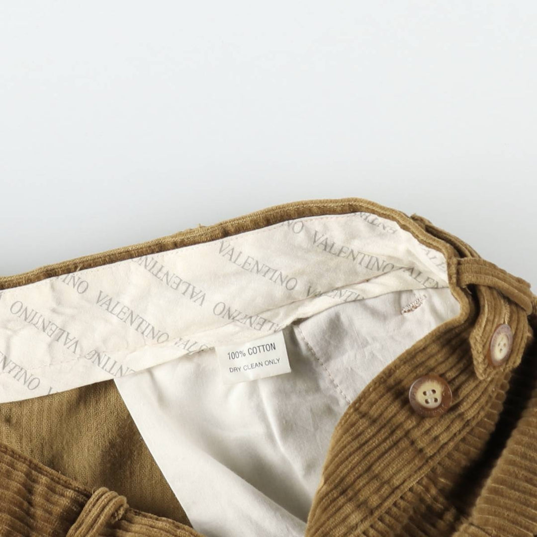 Valentino VALENTINO JEANS Two-pleat wide-wale corduroy pants, men's size W32 (approx.) cotton beige type brown Vintage Second Hand