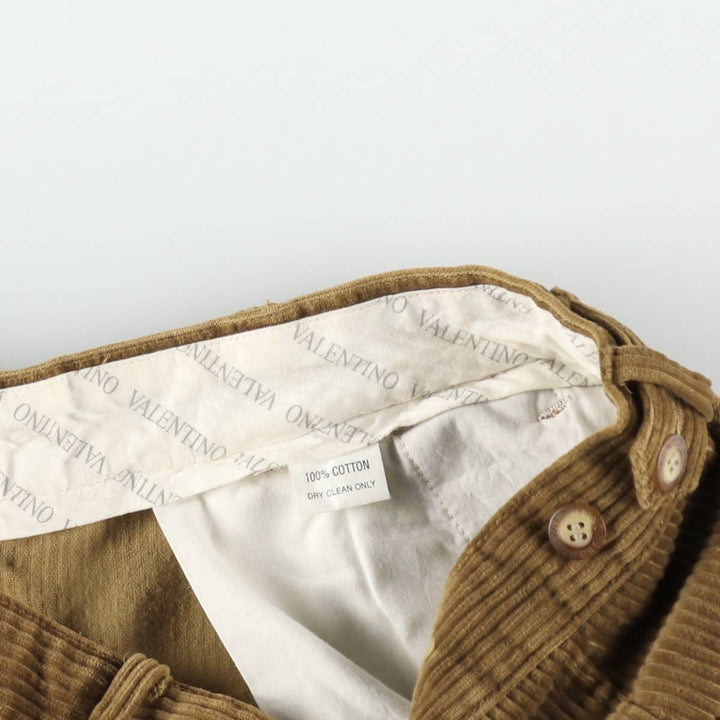 Valentino VALENTINO JEANS Two-pleat wide-wale corduroy pants, men's size W32 (approx.) cotton beige type brown Vintage Second Hand