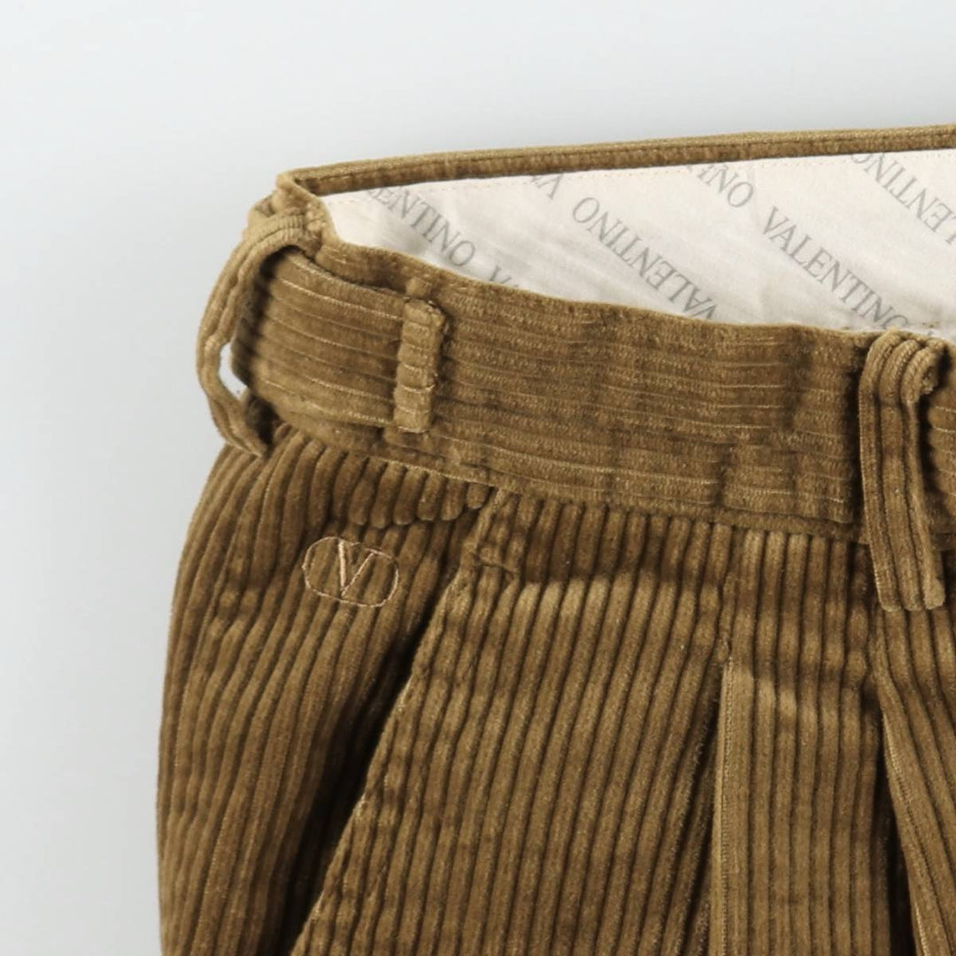 Valentino VALENTINO JEANS Two-pleat wide-wale corduroy pants, men's size W32 (approx.) cotton beige type brown Vintage Second Hand
