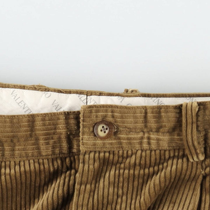 Valentino VALENTINO JEANS Two-pleat wide-wale corduroy pants, men's size W32 (approx.) cotton beige type brown Vintage Second Hand