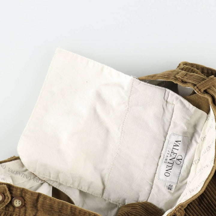 Valentino VALENTINO JEANS Two-pleat wide-wale corduroy pants, men's size W32 (approx.) cotton beige type brown Vintage Second Hand