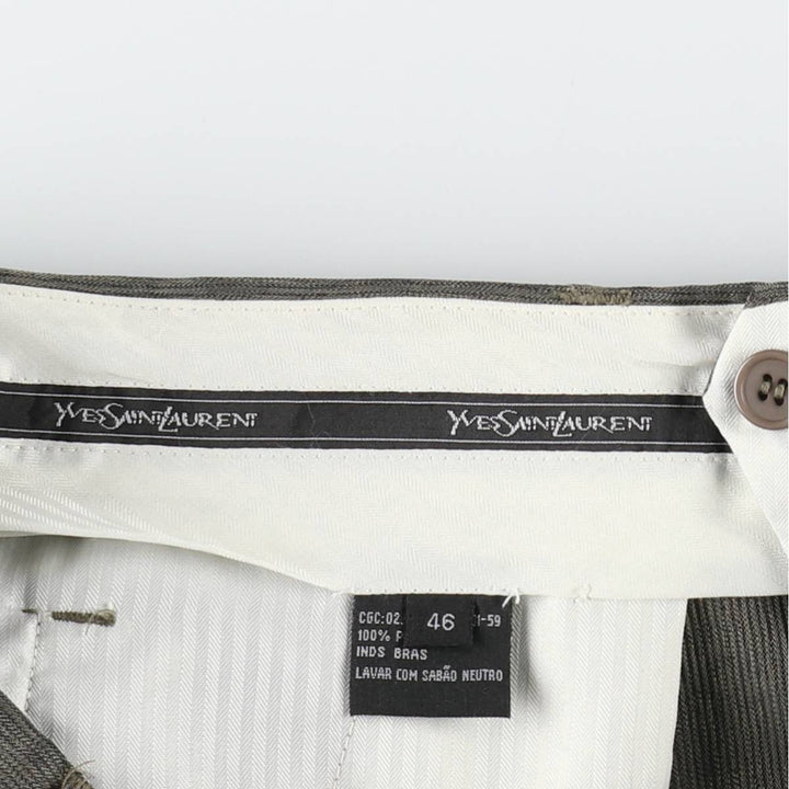 ~1990'S Yves Saint Laurent Two-Pleat Slacks Pants Men's W35 (approx.) Vintage others gray type Vintage Second Hand