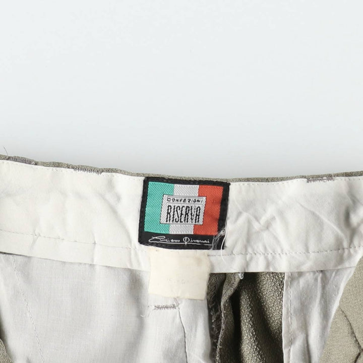 80s-90'S RISERVA Three-Pleat Slacks Pants Men's W32 (approx.) Vintage unclear gray type Vintage Second Hand