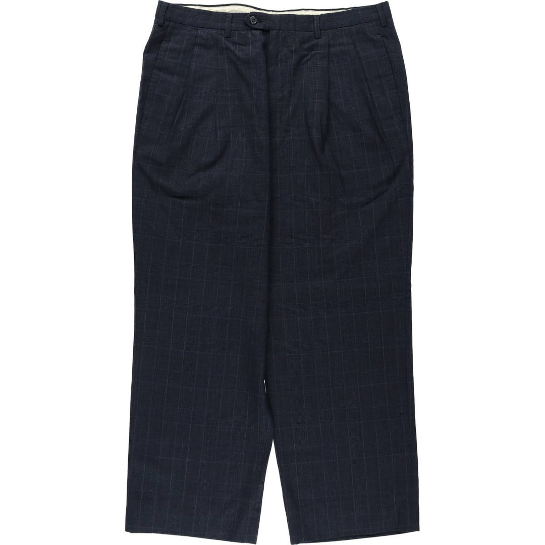 ~90'S Check Pattern Glen Plaid Slacks Pants Men's W36 (approx.) Vintage unclear navy blue type Vintage Second Hand