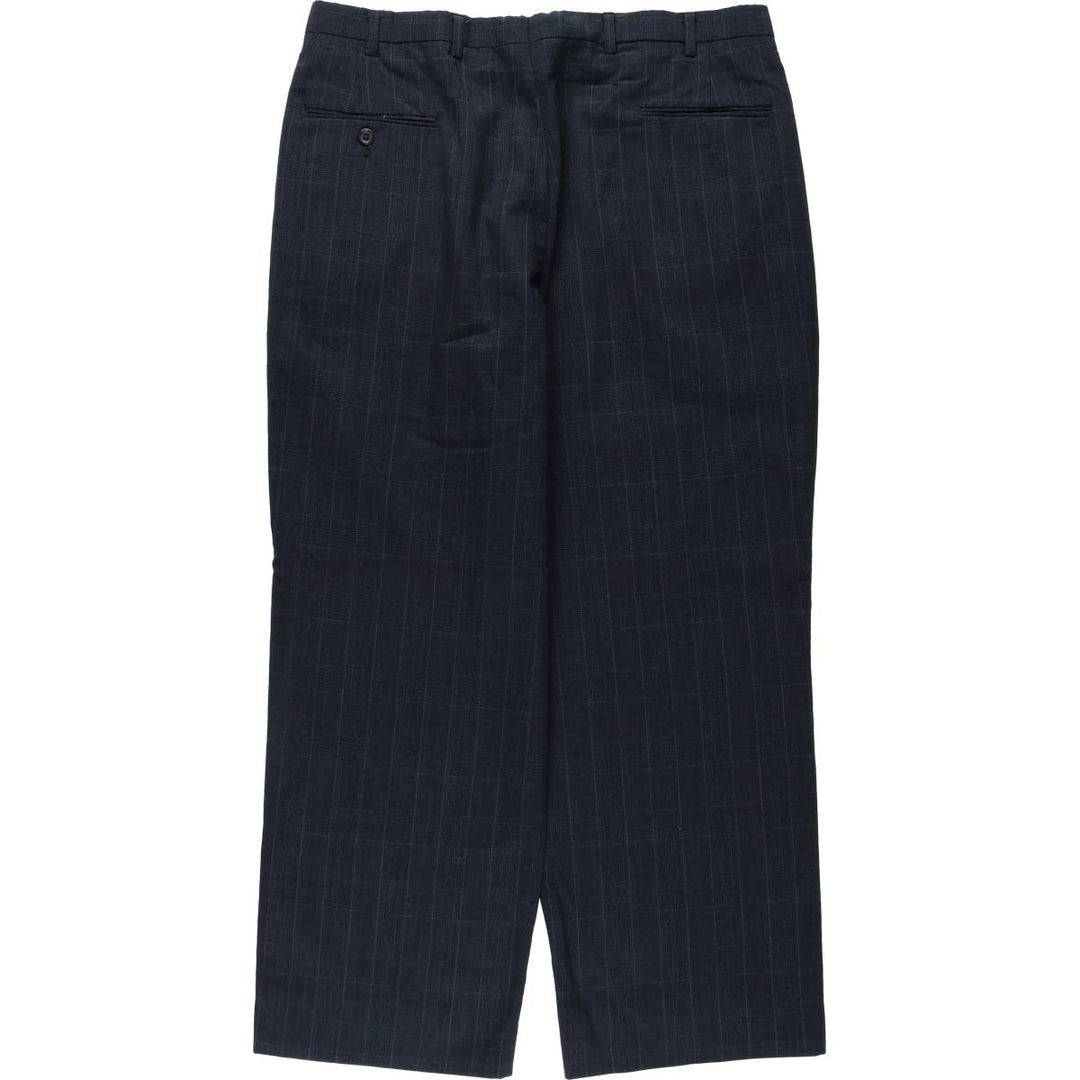 ~90'S Check Pattern Glen Plaid Slacks Pants Men's W36 (approx.) Vintage unclear navy blue type Vintage Second Hand