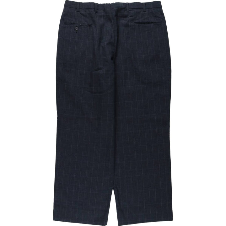 ~90'S Check Pattern Glen Plaid Slacks Pants Men's W36 (approx.) Vintage unclear navy blue type Vintage Second Hand