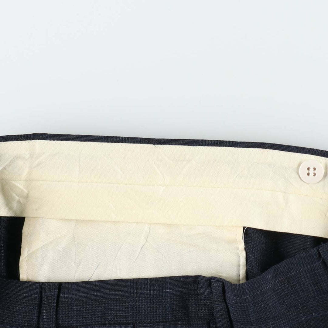 ~90'S Check Pattern Glen Plaid Slacks Pants Men's W36 (approx.) Vintage unclear navy blue type Vintage Second Hand