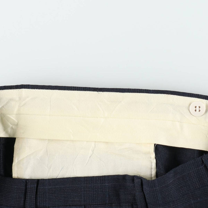 ~90'S Check Pattern Glen Plaid Slacks Pants Men's W36 (approx.) Vintage unclear navy blue type Vintage Second Hand