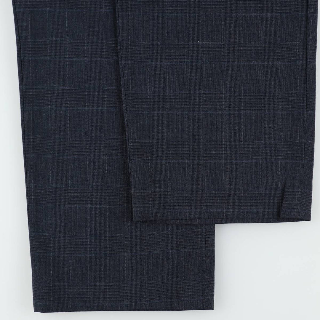 ~90'S Check Pattern Glen Plaid Slacks Pants Men's W36 (approx.) Vintage unclear navy blue type Vintage Second Hand