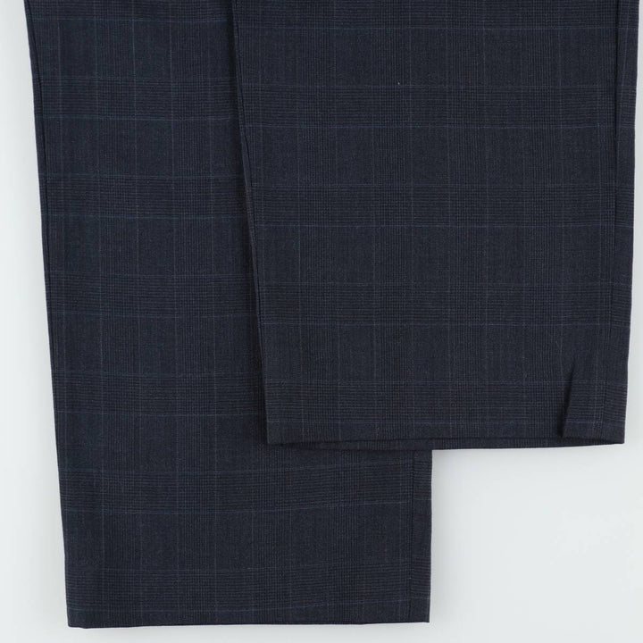 ~90'S Check Pattern Glen Plaid Slacks Pants Men's W36 (approx.) Vintage unclear navy blue type Vintage Second Hand