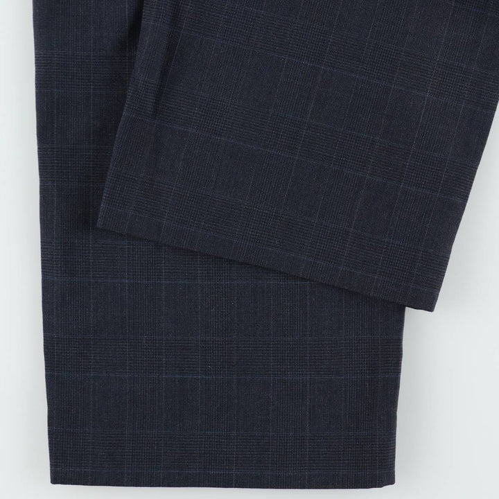~90'S Check Pattern Glen Plaid Slacks Pants Men's W36 (approx.) Vintage unclear navy blue type Vintage Second Hand