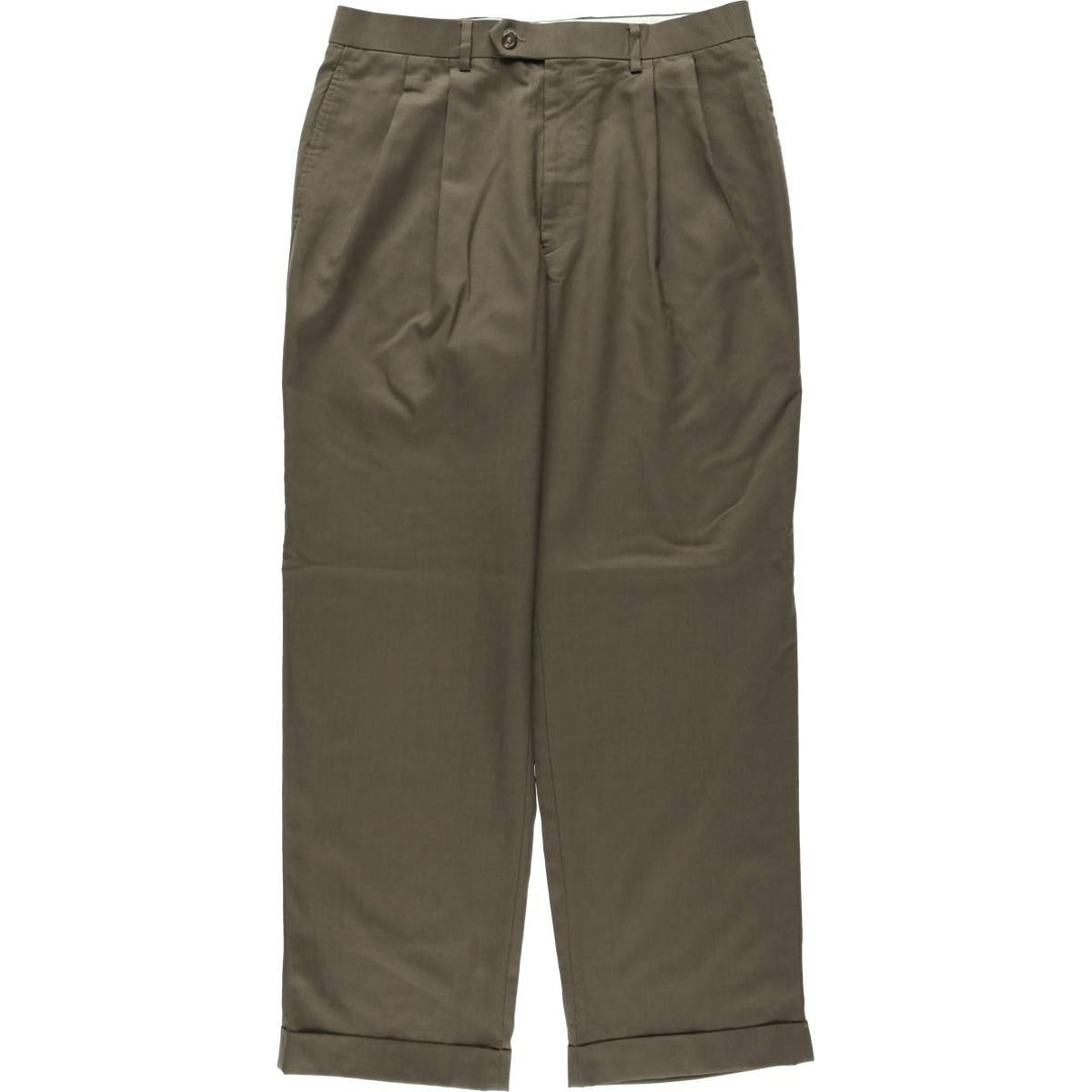 Ralph Lauren LAUREN TOTAL COMFORT Two-pleat wool pants slacks for men, equivalent to W34 wool Khaki type Vintage Second Hand