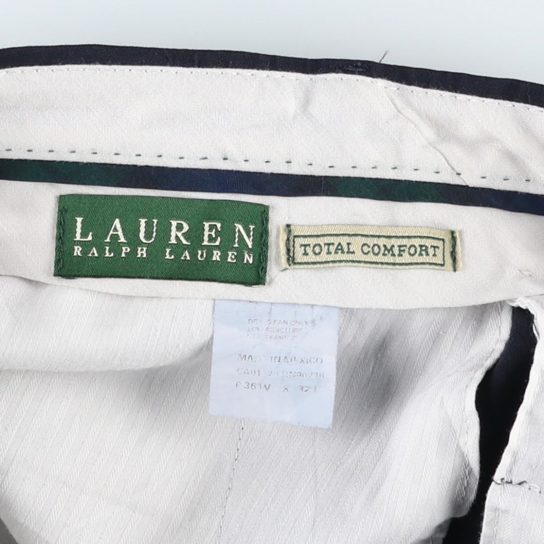 Ralph Lauren LAUREN wool trousers/slacks for men, size W35 (approx.) wool navy blue type Vintage Second Hand