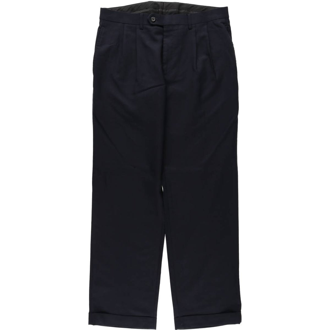 Ralph Lauren LAUREN Lauren Two-pleat wool pants slacks for men, equivalent to W34 wool navy blue type Vintage Second Hand