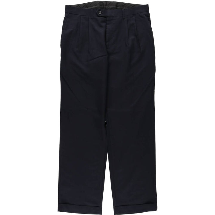 Ralph Lauren LAUREN Lauren Two-pleat wool pants slacks for men, equivalent to W34 wool navy blue type Vintage Second Hand