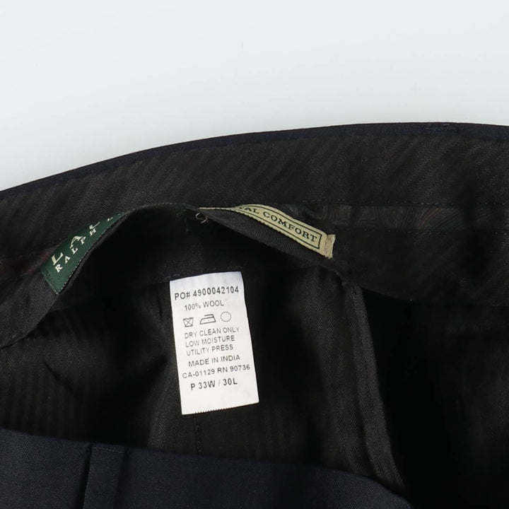 Ralph Lauren LAUREN Lauren Two-pleat wool pants slacks for men, equivalent to W34 wool navy blue type Vintage Second Hand