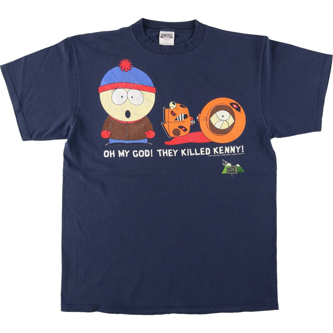 90'S TULTEX SOUTH PARK Character Print T-Shirt, Men's XL (approx.), Vintage cotton navy blue type Vintage Second Hand