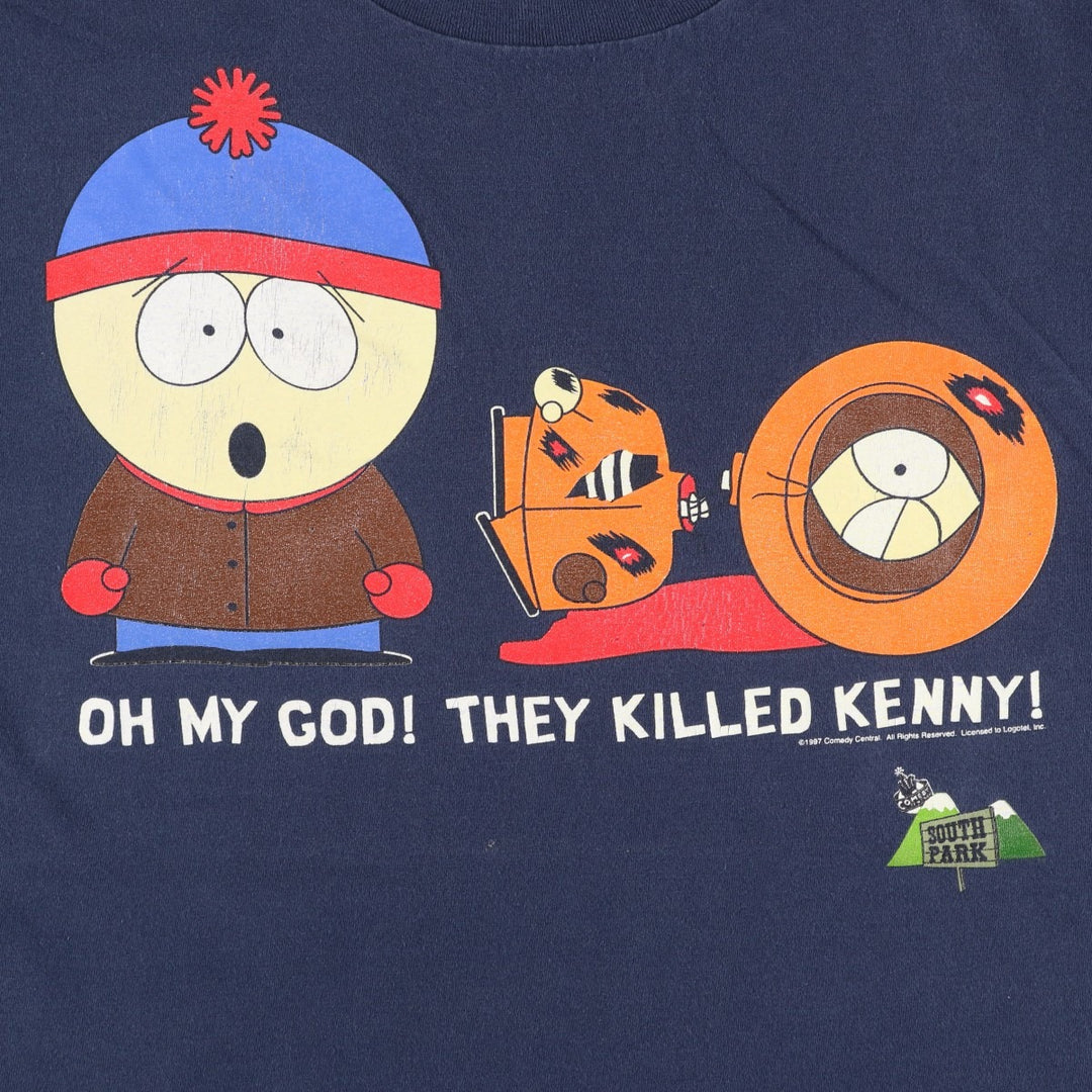 90'S TULTEX SOUTH PARK Character Print T-Shirt, Men's XL (approx.), Vintage cotton navy blue type Vintage Second Hand