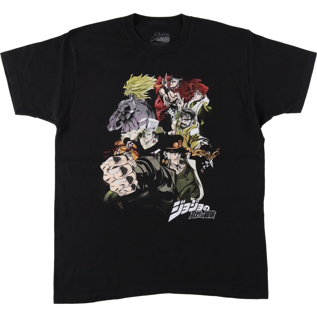 JoJo's Bizarre Adventure JoJo's Bizarre Adventure Anime Character Print T-Shirt Men's L size cotton black type Vintage Second Hand