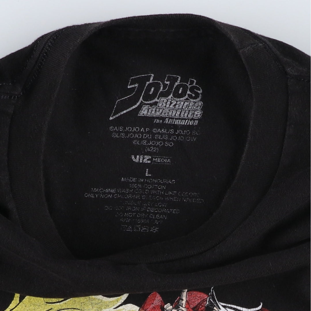 JoJo's Bizarre Adventure JoJo's Bizarre Adventure Anime Character Print T-Shirt Men's L size cotton black type Vintage Second Hand