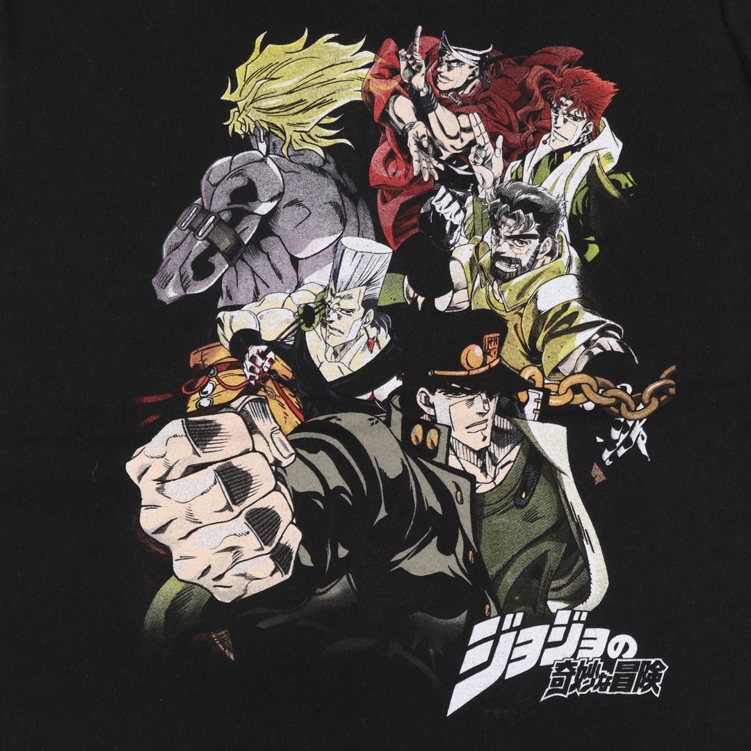 JoJo's Bizarre Adventure JoJo's Bizarre Adventure Anime Character Print T-Shirt Men's L size cotton black type Vintage Second Hand