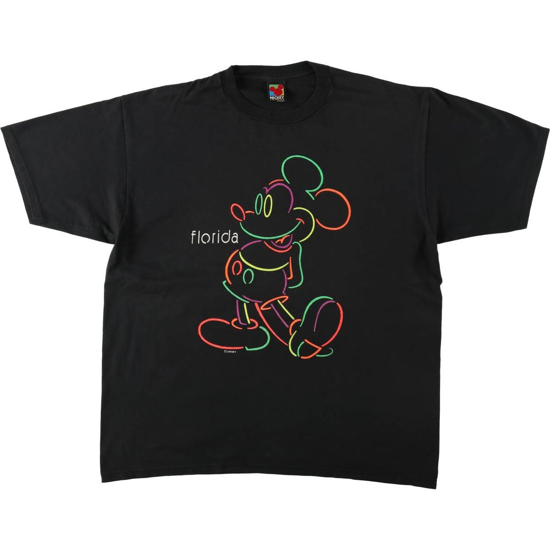 MICKE UNLIMITED MICKEY MOUSE Mickey Mouse Character Print T-Shirt, Men's Size L (approx.) unclear black type Vintage Second Hand