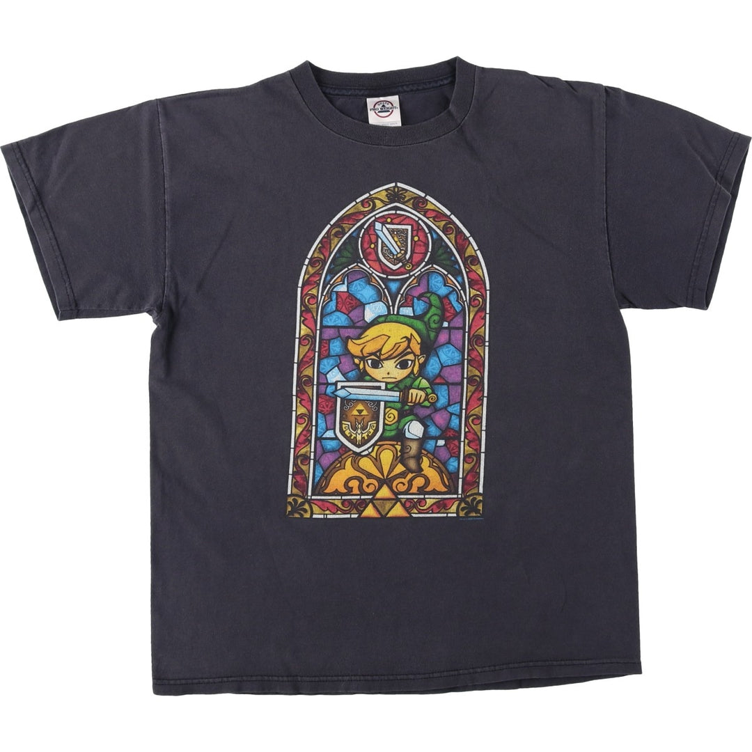 2000'S Delta Zelda The Legend of Zelda Anime Character Print T-Shirt (Men's Size M) cotton black type Vintage Second Hand