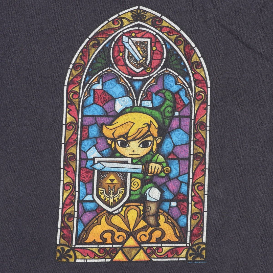 2000'S Delta Zelda The Legend of Zelda Anime Character Print T-Shirt (Men's Size M) cotton black type Vintage Second Hand