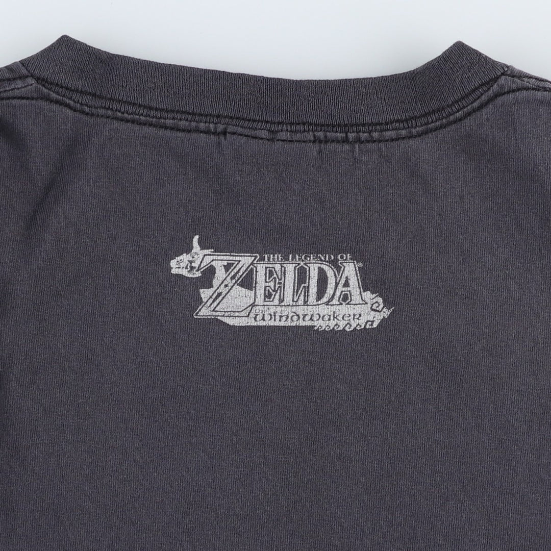 2000'S Delta Zelda The Legend of Zelda Anime Character Print T-Shirt (Men's Size M) cotton black type Vintage Second Hand