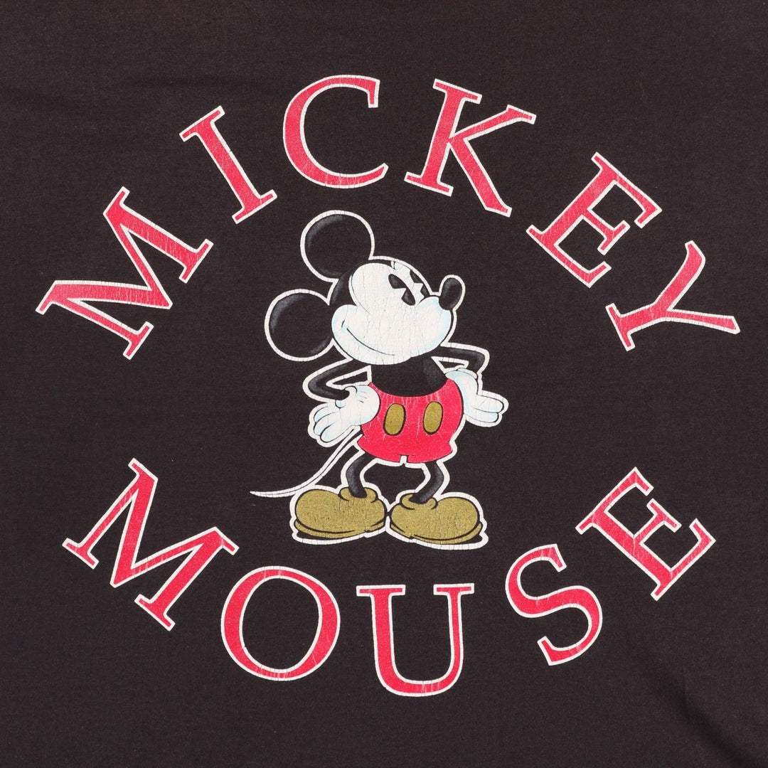 90'S Mickey and Co. MICKEY MOUSE Check Pattern Character Print T-Shirt, Made in USA, Men's XL equivalent. cotton black type Vintage Second Hand