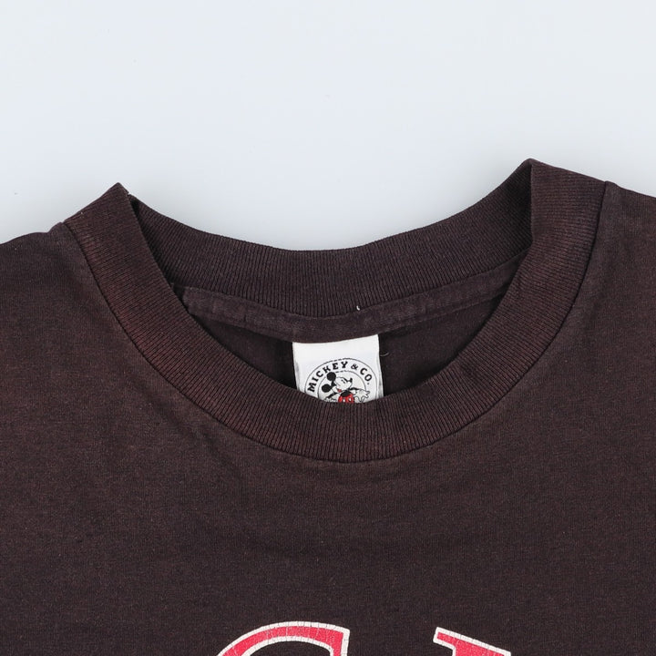 90'S Mickey and Co. MICKEY MOUSE Check Pattern Character Print T-Shirt, Made in USA, Men's XL equivalent. cotton black type Vintage Second Hand