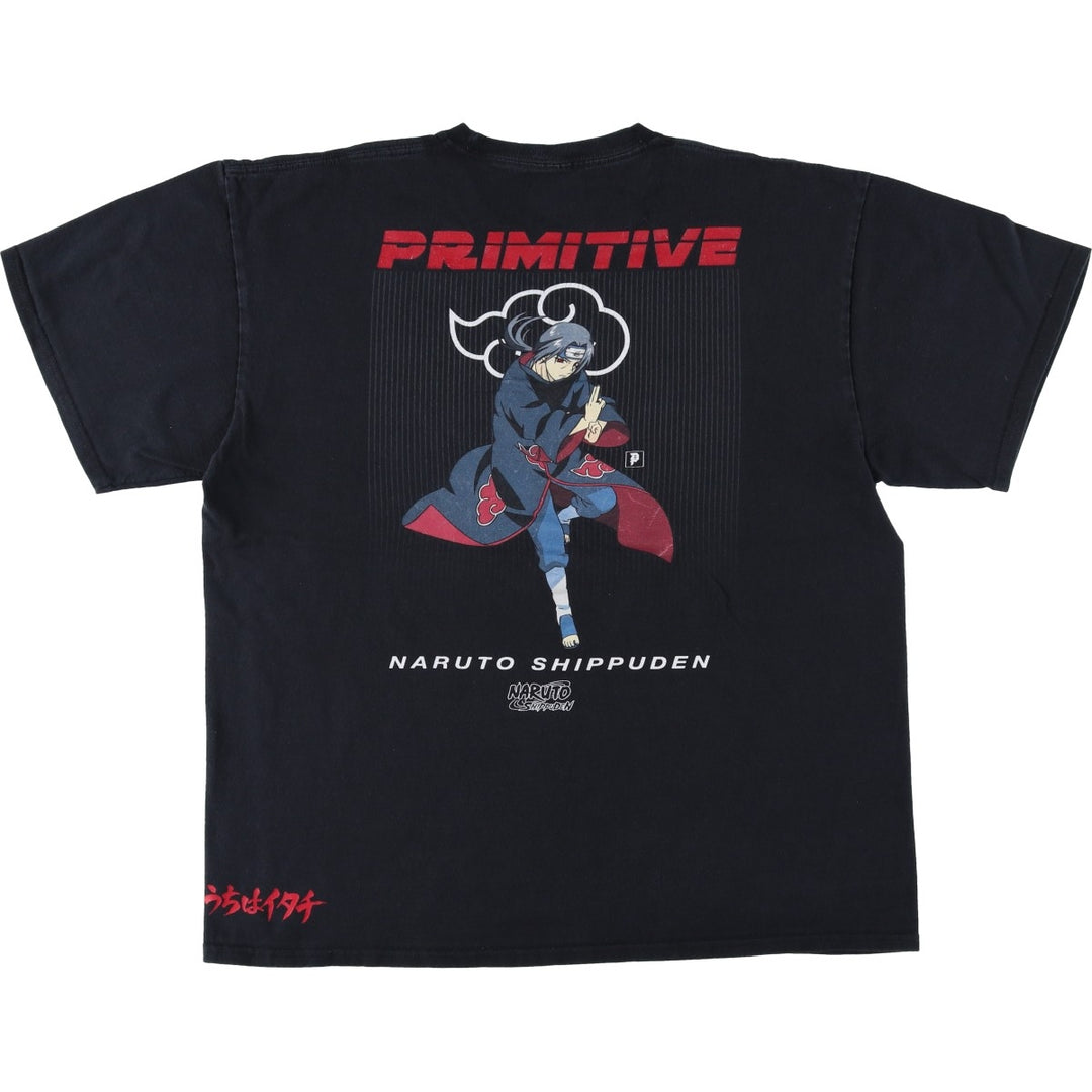 2000'S Primitive Naruto Shippuden Uchiha Itachi Anime Character Print T-Shirt, Men's Size XL (approx.) cotton black type Vintage Second Hand