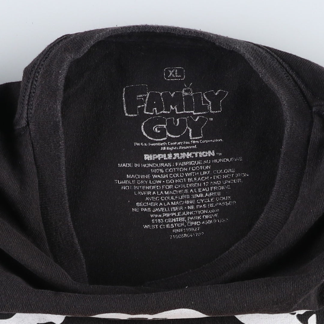 FAMILY GUY Anime Character Print T-Shirt, Men's Size XL (approx.) cotton black type Vintage Second Hand