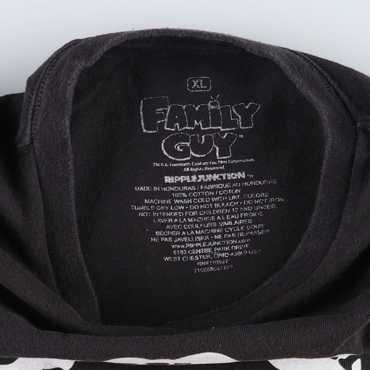 FAMILY GUY Anime Character Print T-Shirt, Men's Size XL (approx.) cotton black type Vintage Second Hand