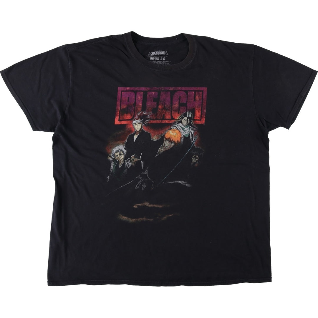 BLEACH anime character print T-shirt, men's size XXL equivalent. cotton black type Vintage Second Hand