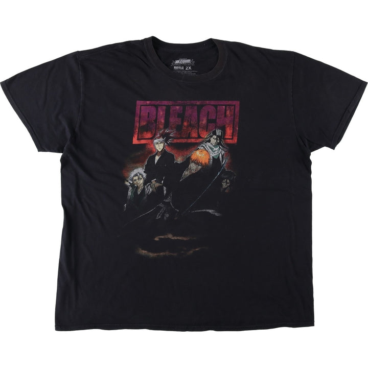 BLEACH anime character print T-shirt, men's size XXL equivalent. cotton black type Vintage Second Hand