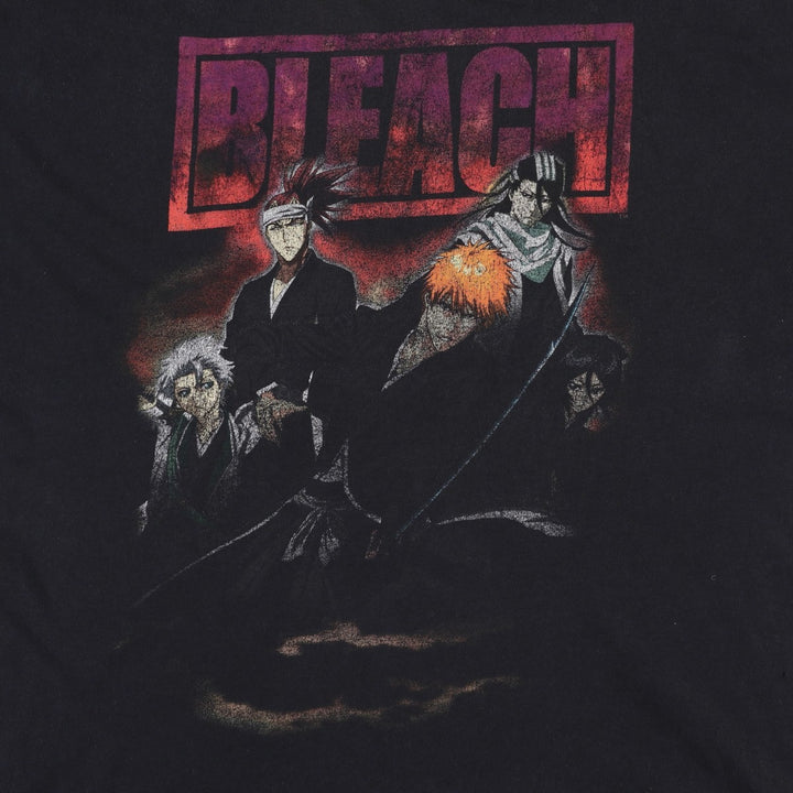 BLEACH anime character print T-shirt, men's size XXL equivalent. cotton black type Vintage Second Hand