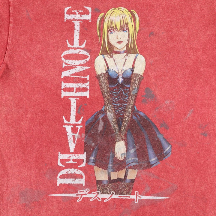 DEATH NOTE Misa Misa Anime Character Print T-Shirt (Men's Size S) cotton red type Vintage Second Hand