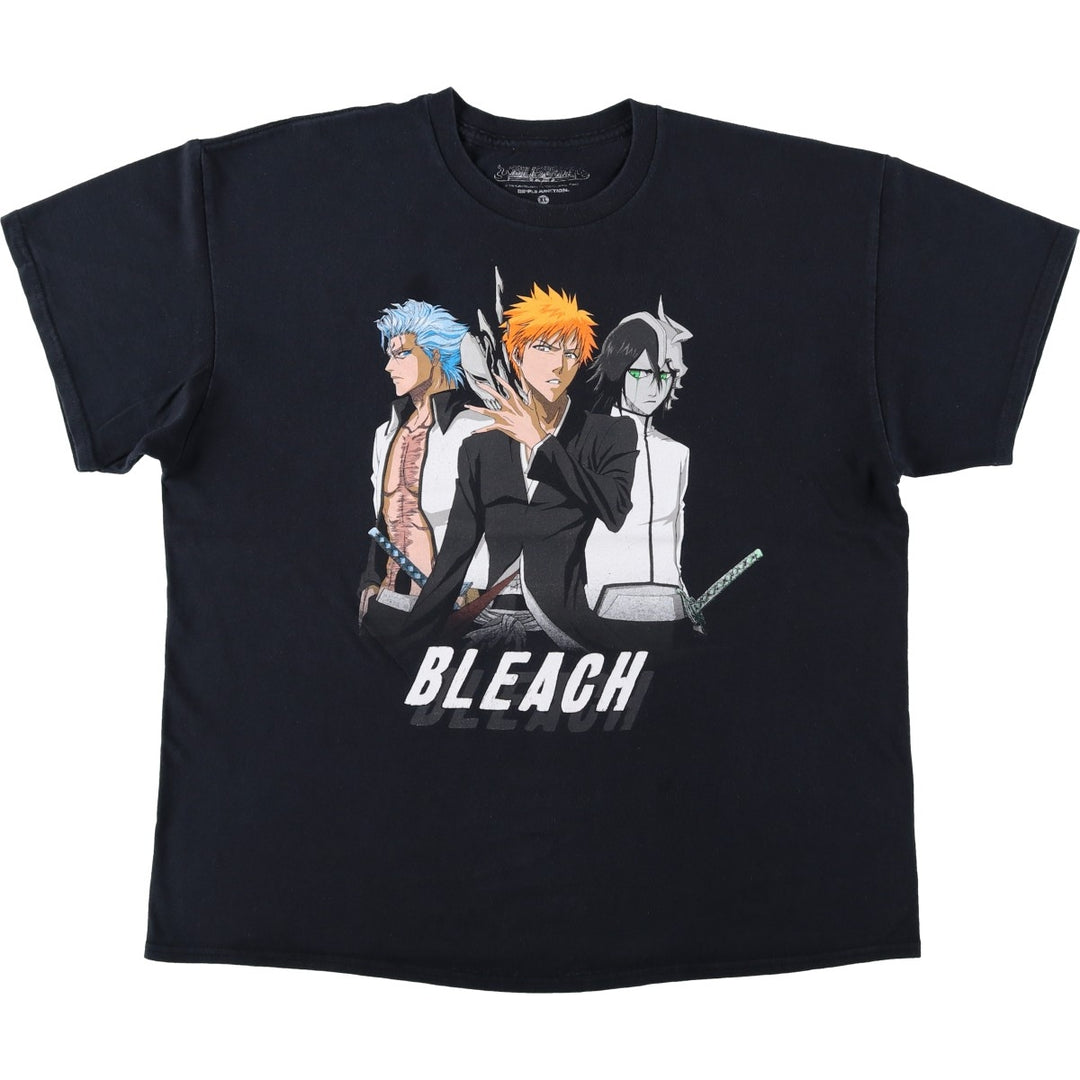 BLEACH anime character print T-shirt, men's size XL cotton black type Vintage Second Hand