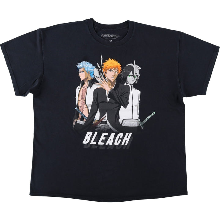 BLEACH anime character print T-shirt, men's size XL cotton black type Vintage Second Hand
