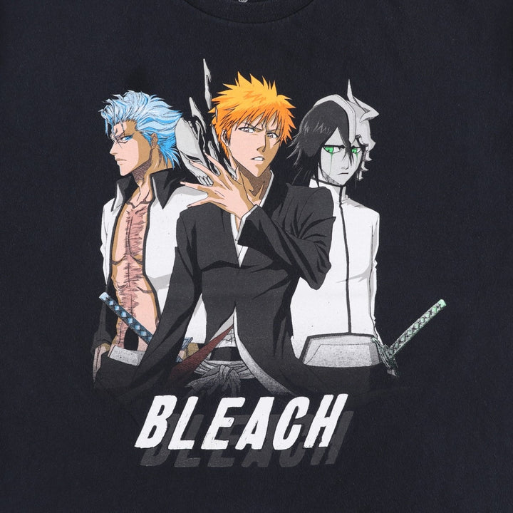 BLEACH anime character print T-shirt, men's size XL cotton black type Vintage Second Hand