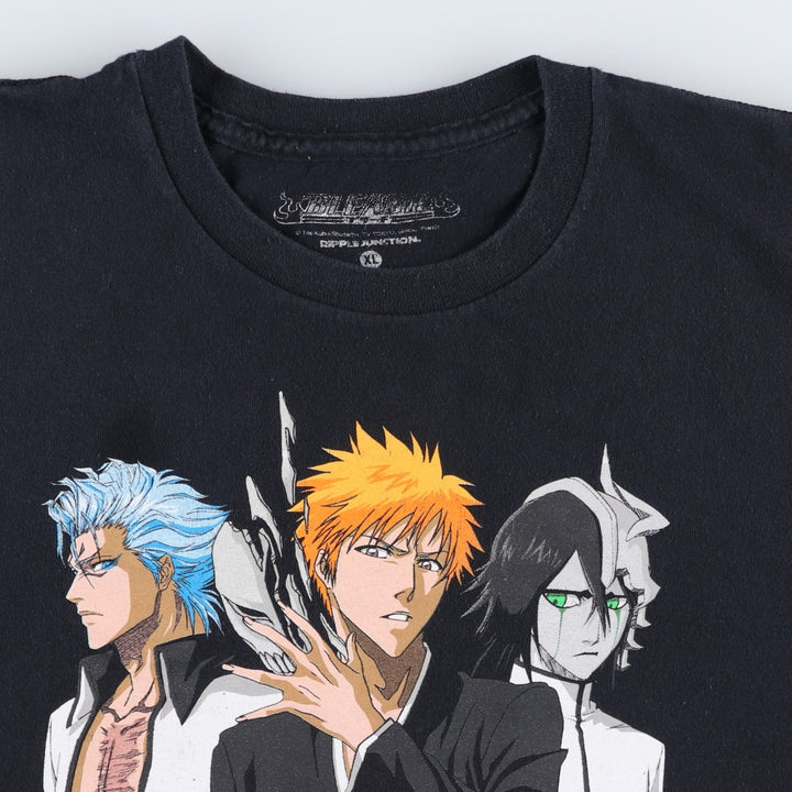 BLEACH anime character print T-shirt, men's size XL cotton black type Vintage Second Hand