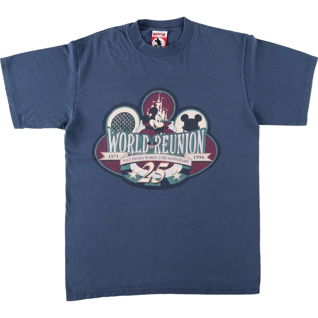 90'S MICKEY, INC MICKEY MOUSE Mickey Mouse Character Print T-Shirt, Made in USA, Men's Size M (approx.), Vintage cotton navy blue type Vintage Second Hand