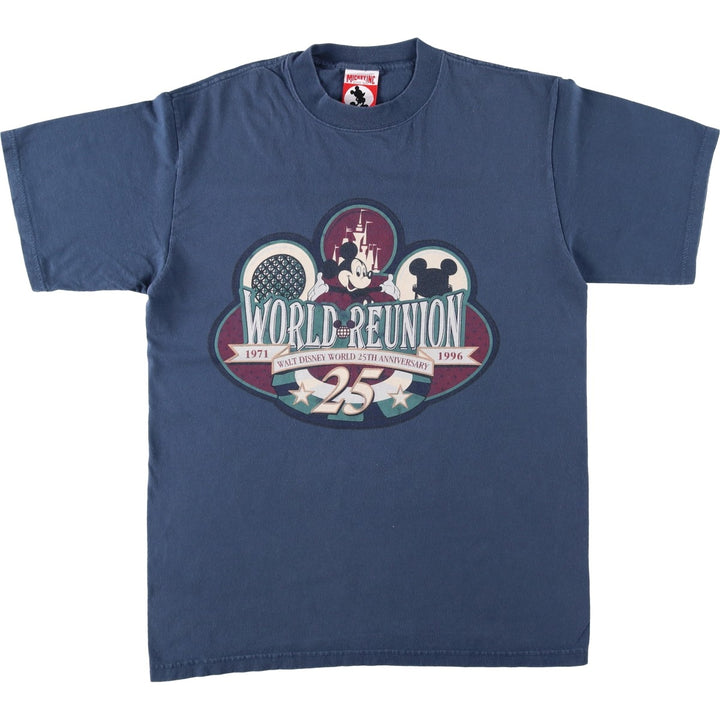 90'S MICKEY, INC MICKEY MOUSE Mickey Mouse Character Print T-Shirt, Made in USA, Men's Size M (approx.), Vintage cotton navy blue type Vintage Second Hand