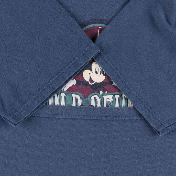 90'S MICKEY, INC MICKEY MOUSE Mickey Mouse Character Print T-Shirt, Made in USA, Men's Size M (approx.), Vintage cotton navy blue type Vintage Second Hand