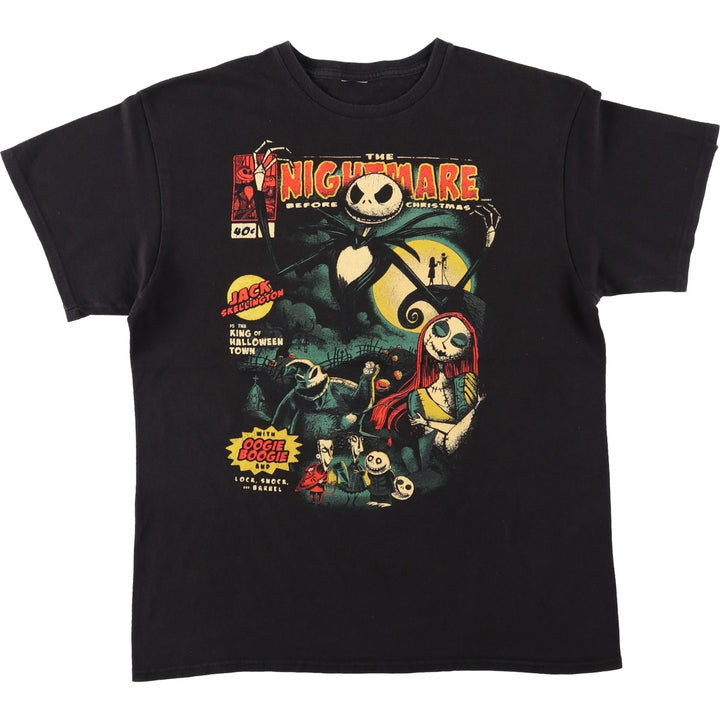 THE NIGHTMARE BEFORE CHRISTMAS Character Print T-Shirt (Men's Size M) unclear black type Vintage Second Hand
